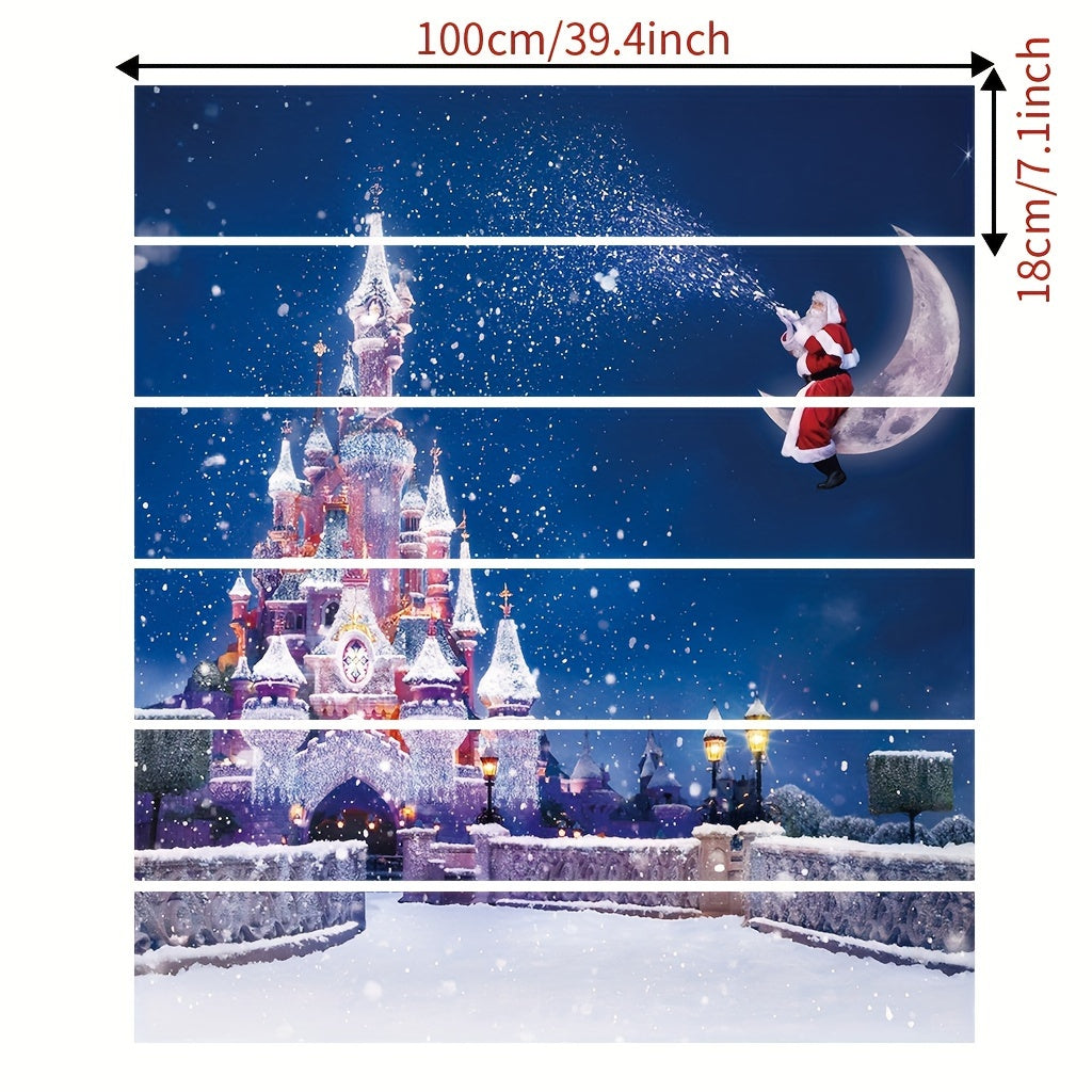 6pcs Christmas Stairs Stickers 99 X 17 Self Adhesive Santa Claus Decor