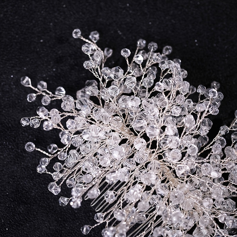 Crystal Bead Wedding Hair Comb Hair Accessories For Bridal Flower Headpiece