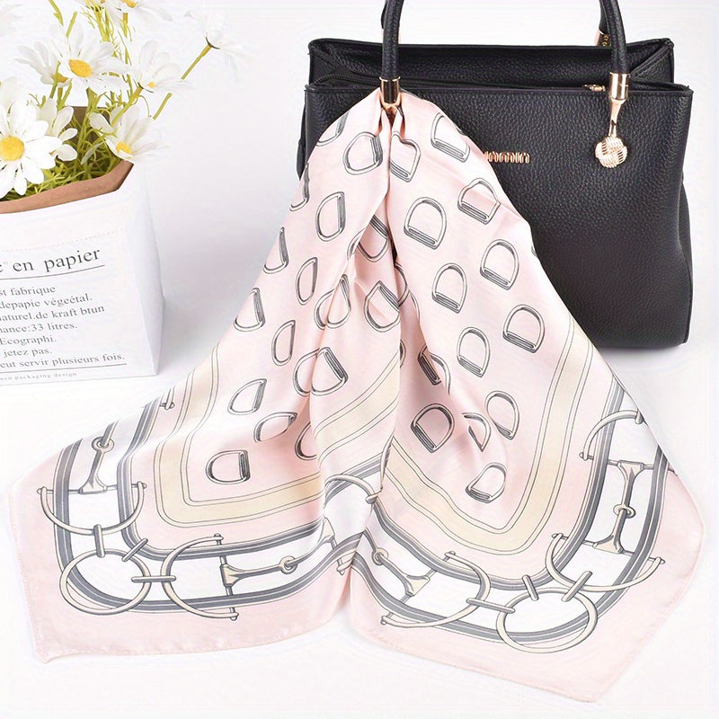 Vintage Chain Print Bandana Silk Square Scarf Shawl Neckerchief