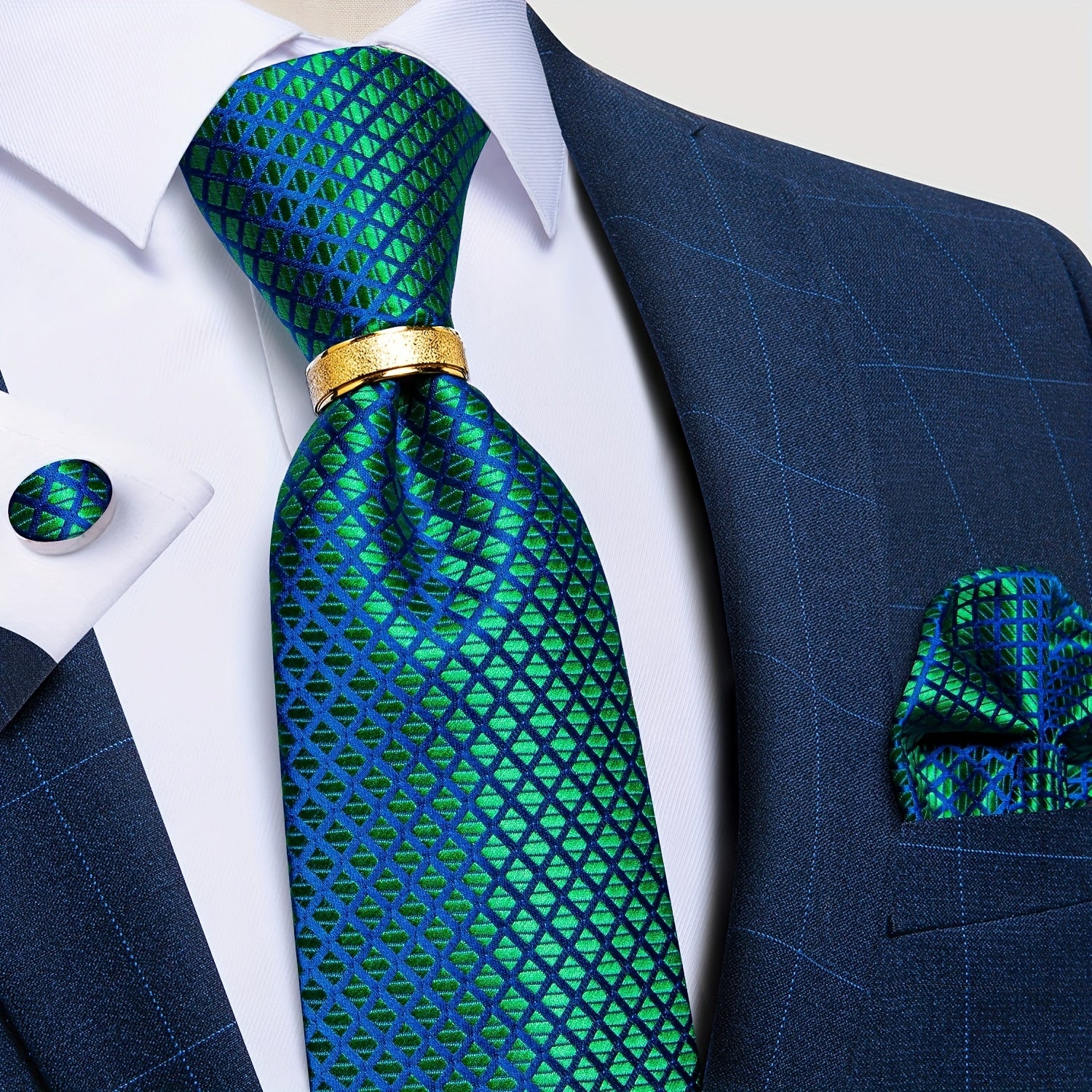 Men's Silk Ties Set Paisley Plaid Striped Necktie Pocket Square
