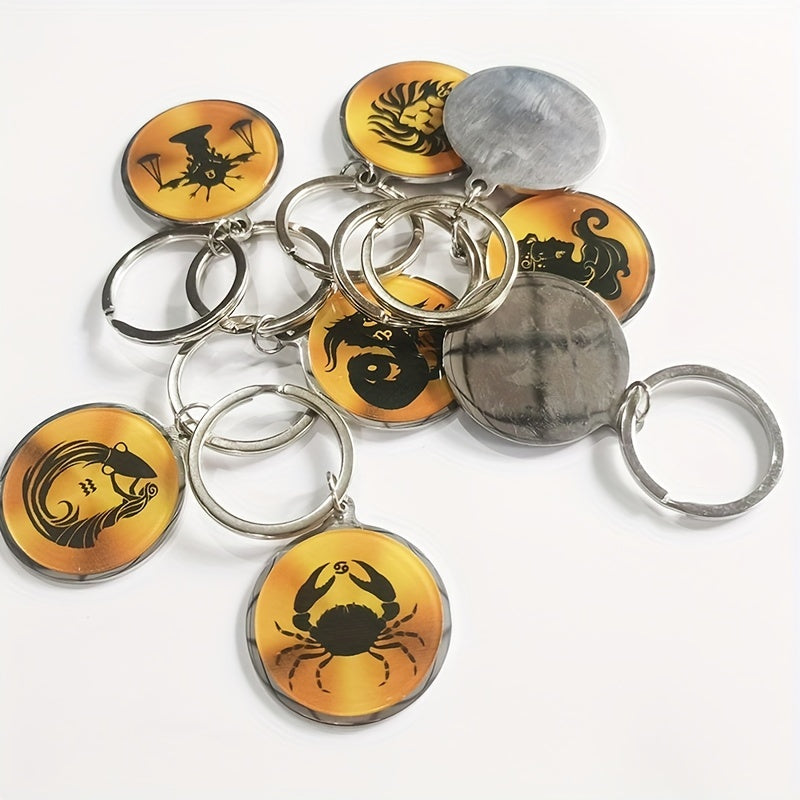 Zodiac Print Stainless Steel Keychain