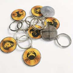 Zodiac Print Stainless Steel Keychain