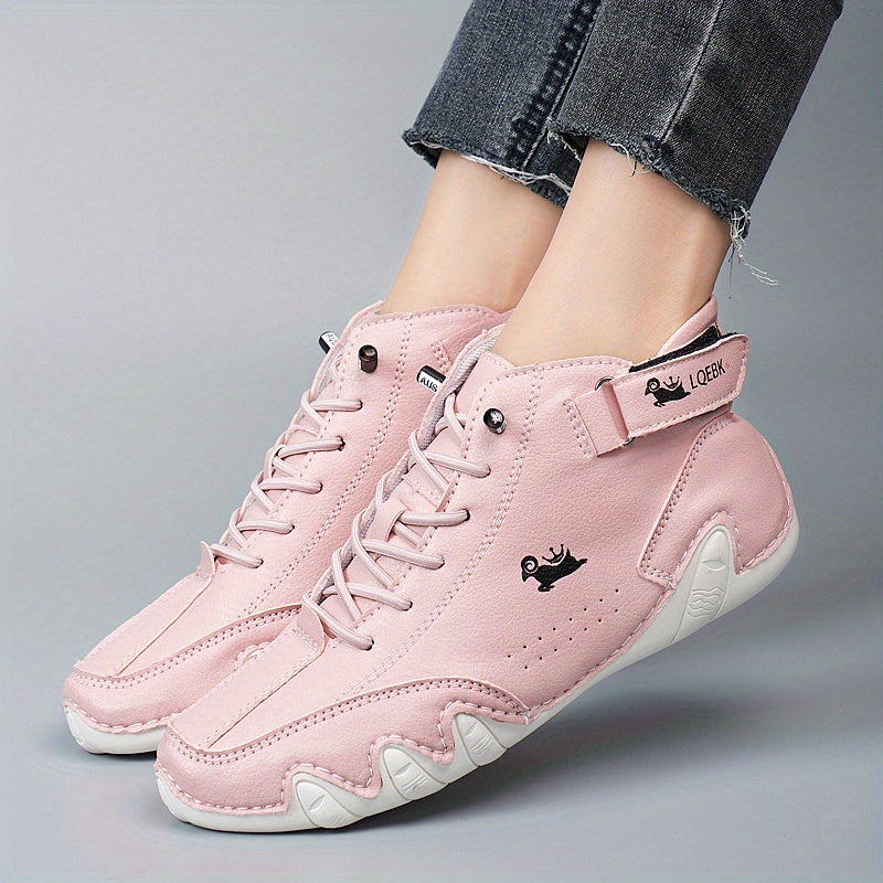Women's Lace Up Ankle Boots - Faux Leather Sneakers