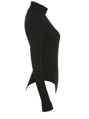 Asymmetric One Shoulder Ribbed Knit Long Sleeve Bodysuit
