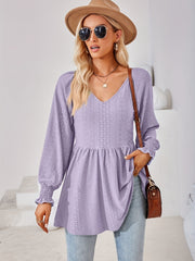Eyelet Embroidered Lantern Sleeve Top