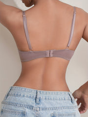 3pcs Solid T-Shirt Bras Comfy Push Up Bra Women's Lingerie