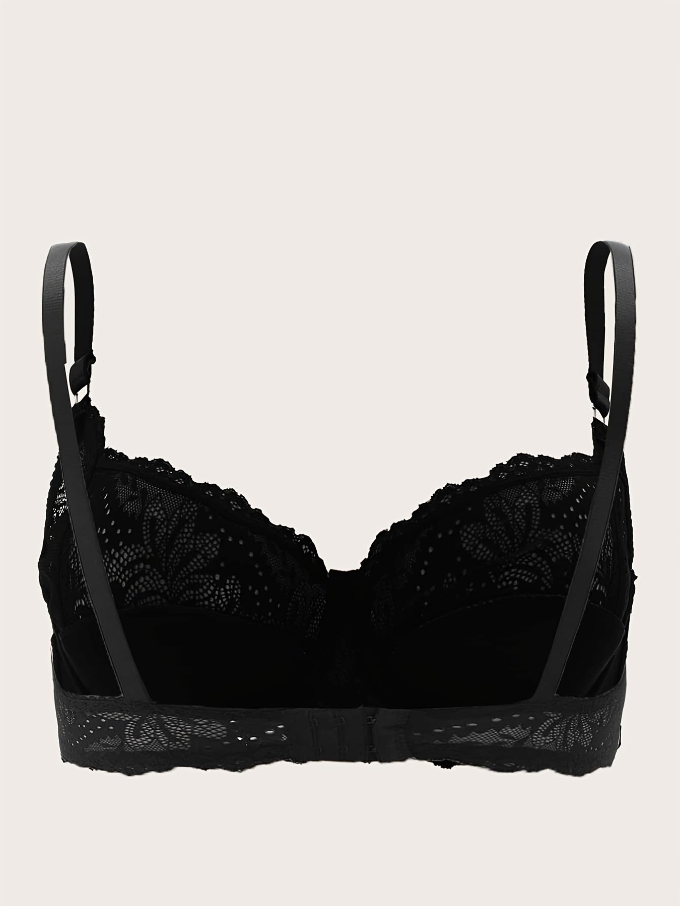 Contrast Lace Semi Sheer Plus Size Bra