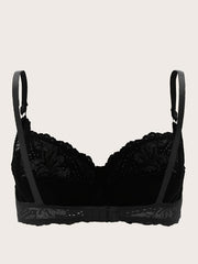 Contrast Lace Semi Sheer Plus Size Bra