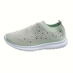 Women's Rhinestone Mesh Breathable Tennis Sports Shoes Lightweight Non slip