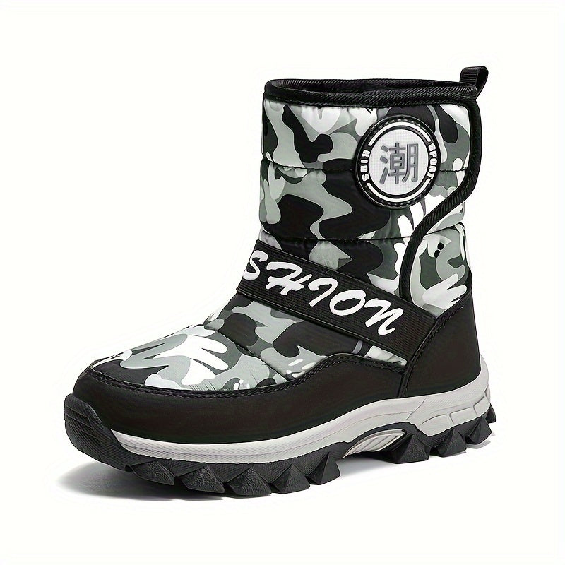 Boy's Snow Boots Warm Fleece Cozy Non slip High Top Boots Plush Comfy Outdoor
