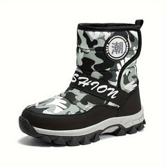Boy's Snow Boots Warm Fleece Cozy Non slip High Top Boots Plush Comfy Outdoor