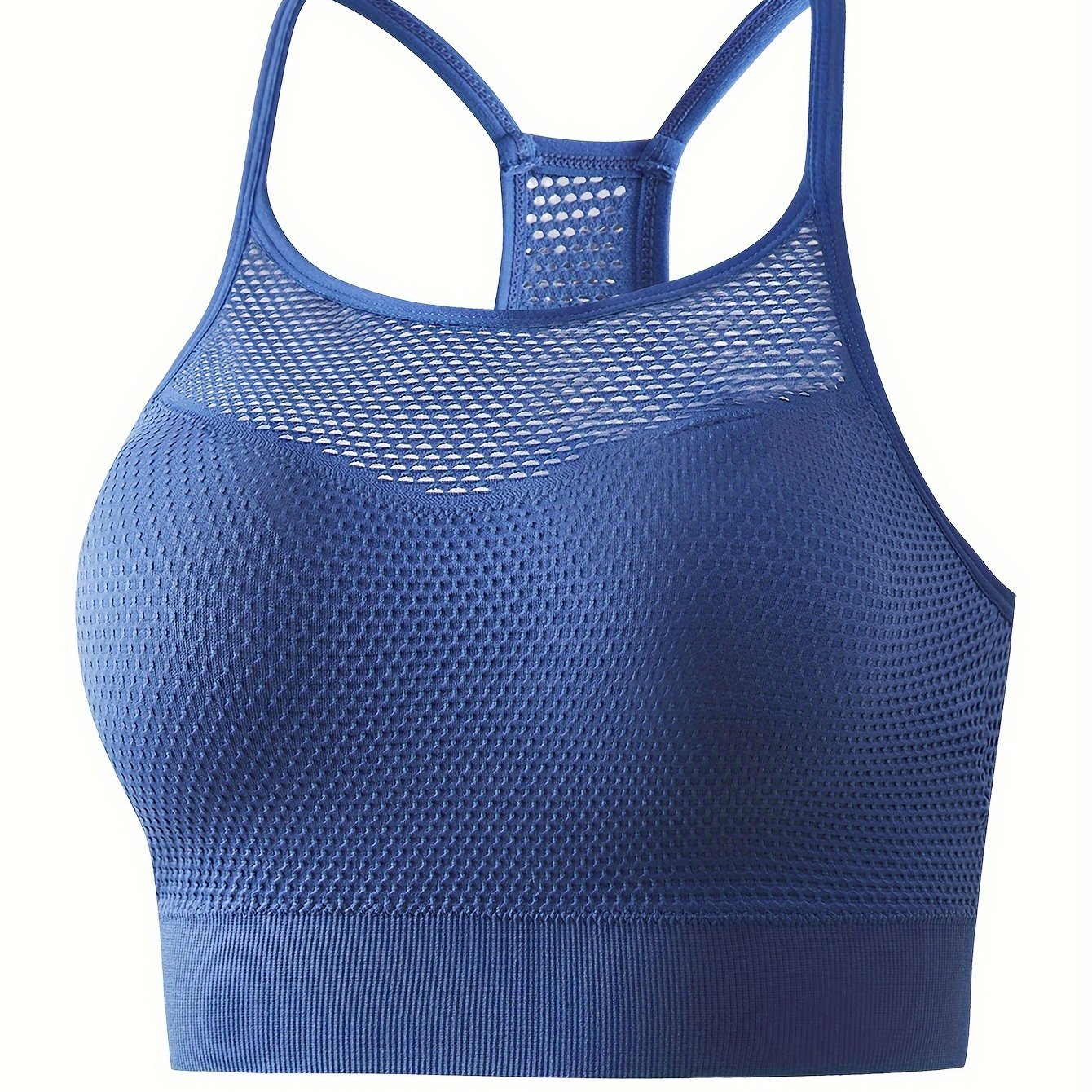 Sports Bra Women's Plus Hole Mesh Racer Back Shockproof Padded
