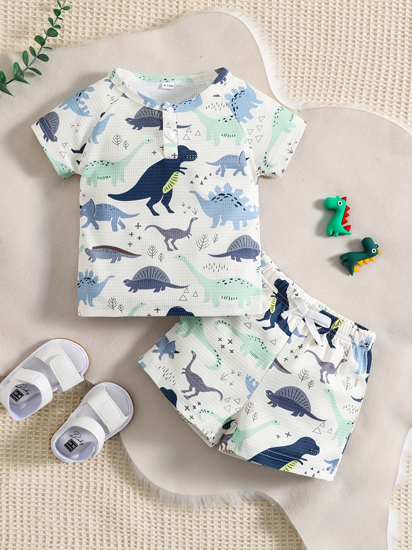 Baby Boys Dinosaur Print T Shirt & Shorts Set Soft Comfortable Top