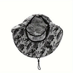 Camouflage Sun Hat with Face Cover for Outdoor Activities