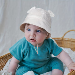 Baby Rabbit Ears Bucket Hat Cotton And Hemp Cloth Material
