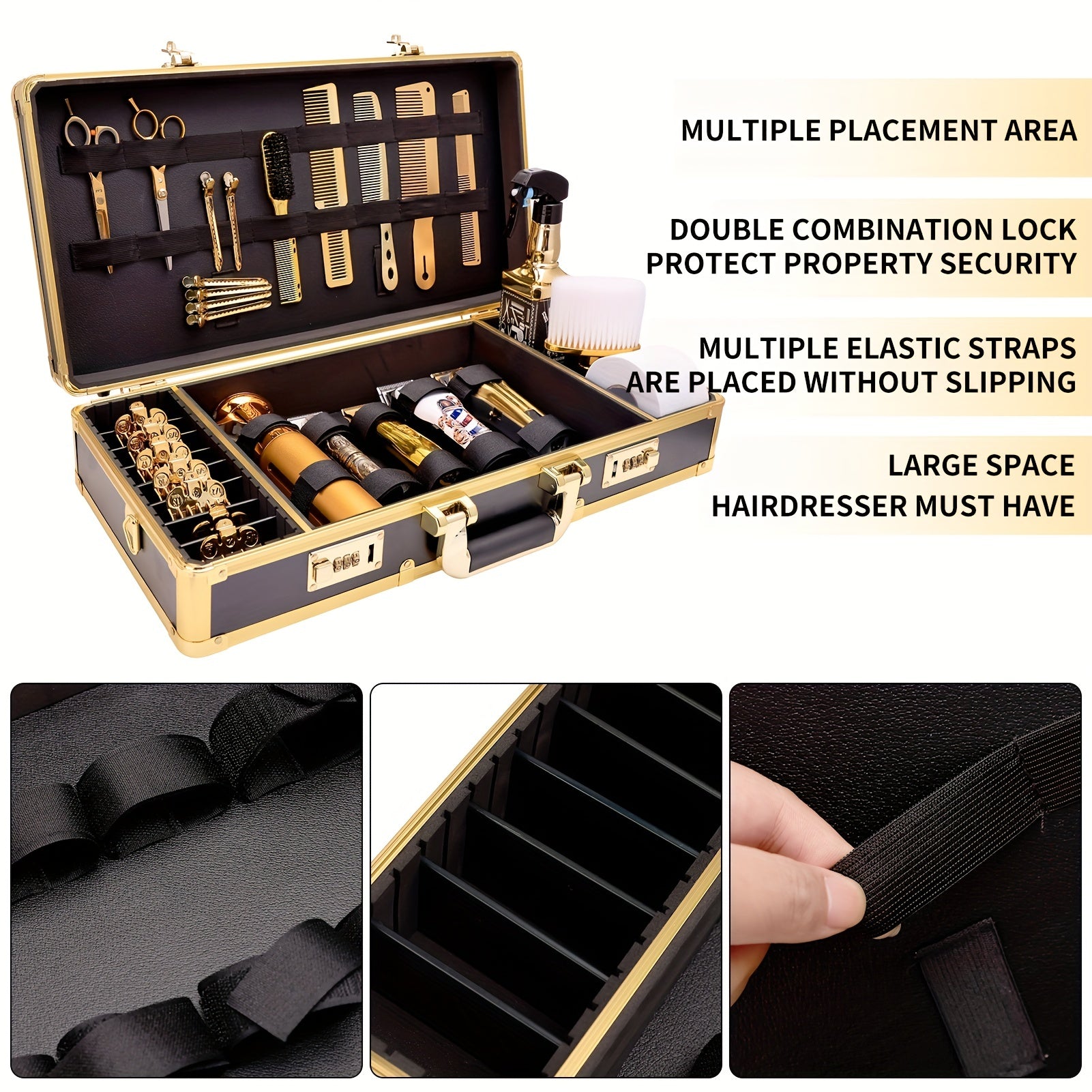 Salon Hair Cutting Kit Organizer with Password Lock