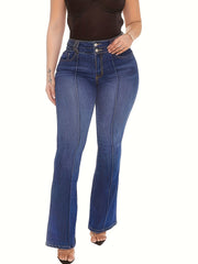 High Rise Flared Jeans Plus Size Women's Bootcut Casual Jeans