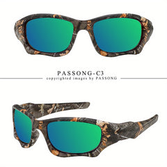 Y2K Wrap Around Sunglasses Camouflage Print Square Frame UV400