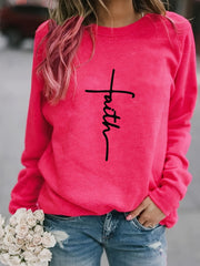 Letter Print Pullover Sweatshirt Long Sleeve Crew Neck for Fall & Winter