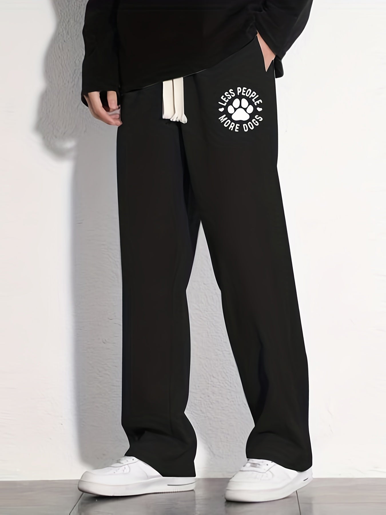Claw Pattern Letter Print Joggers Men's Casual Loose Fit Pants