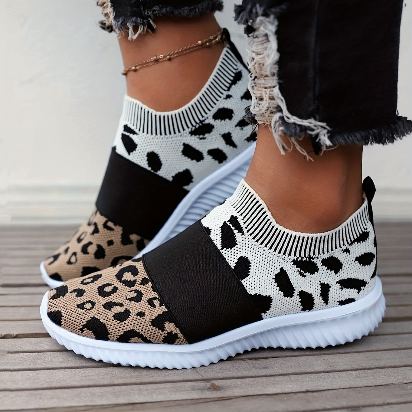 Leopard Print Slip On Low Top Sneakers