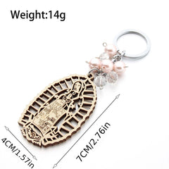 Stylish Wooden Key Chain with Pearl Decor