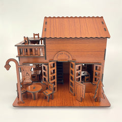 Wooden 3D Puzzle DIY Coffee House Building Model Kit