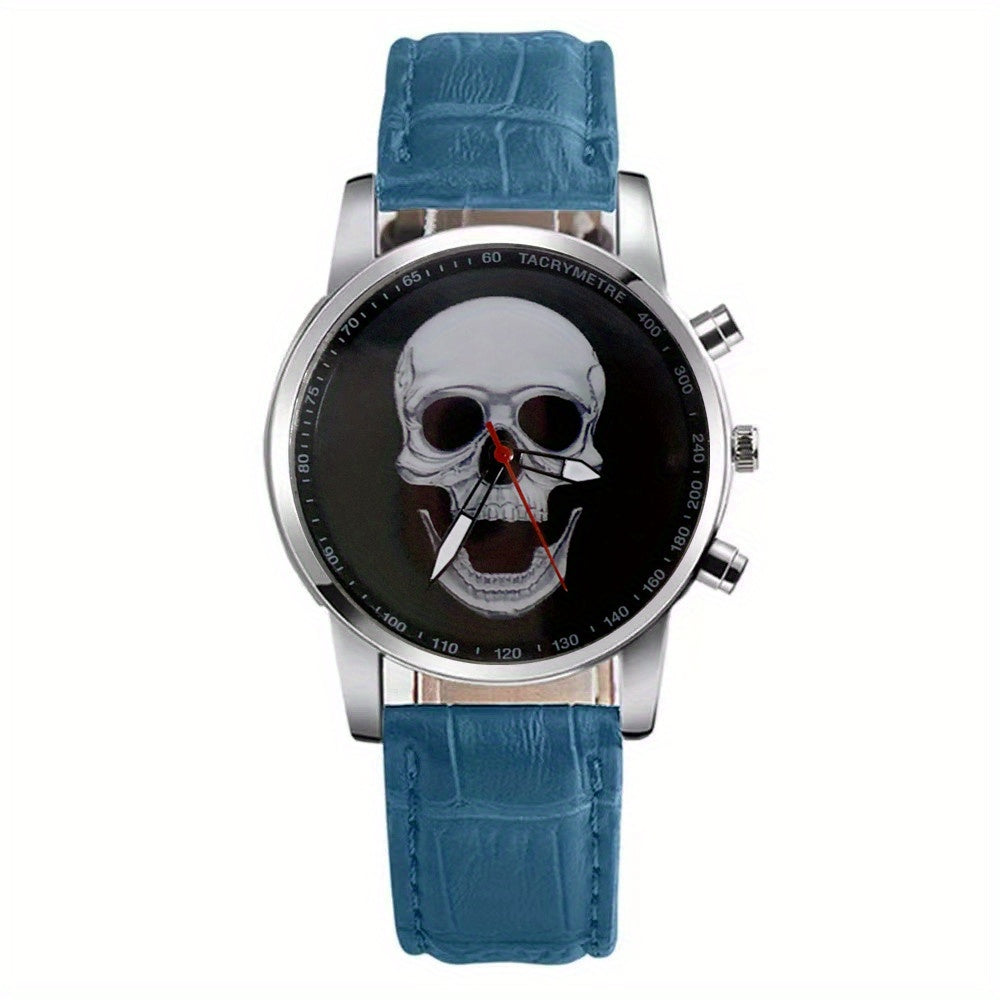 Skull Alloy Round Wrist Watch For Men And Women