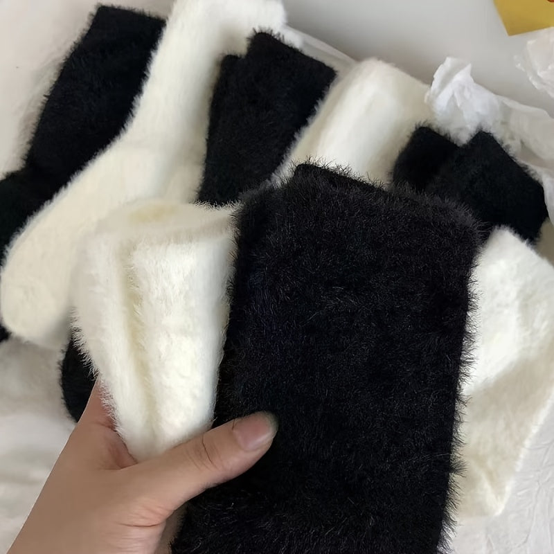 6 Pairs Girls Kids Fleece Warm Winter Crew Socks