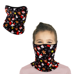 Kids Rainbow Mermaid Unicorn Lollipop Fox Print Fleece Neck Gaiter Balaclava