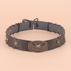 Boho Vintage Bull Head Belt Hat Strap Western Cowboy Cowgirl Hat Strap