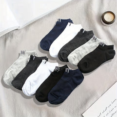 10 Pairs Grid Pattern Sports Ankle Socks For Men