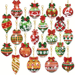 20pcs DIY Diamond Painting Keychain Kit Christmas Ball Mosaic Pendant Decoration