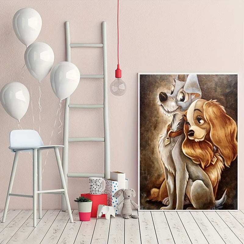 DIY 5D Rhinestone Art Painting Kit Animal Couple Dog Artwork Home Wall Decor