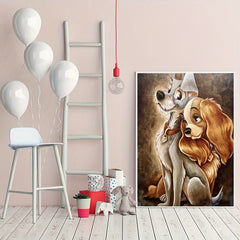 DIY 5D Rhinestone Art Painting Kit Animal Couple Dog Artwork Home Wall Decor