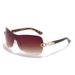 Vintage Half Rimless Sunglasses Leopard Gradient Women's Shades Eyeglasses