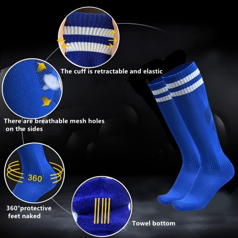 Kids Striped Sports Socks Non Slip Knee High