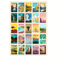 300pc 12 Sheets World Landmark Retro Poster Waterproof Stickers