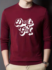Dad's Girl Knitted Sweater Men's Crew Neck Pullover for Fall Winter