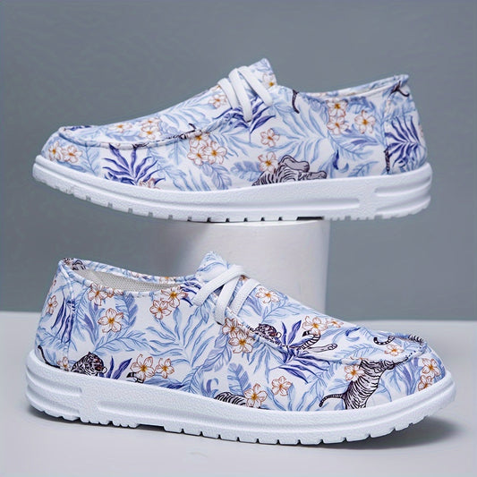 Floral Print Lightweight Canvas Sneakers Wear Resistance Non Slip Shoes