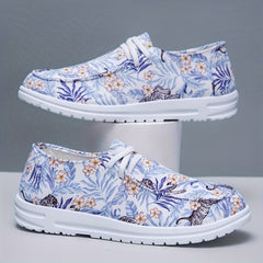 Floral Print Lightweight Canvas Sneakers Wear Resistance Non Slip Shoes