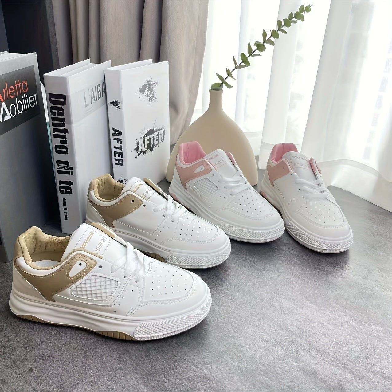 Women's Breathable Skate Shoes Lace Up Casual Sneakers
