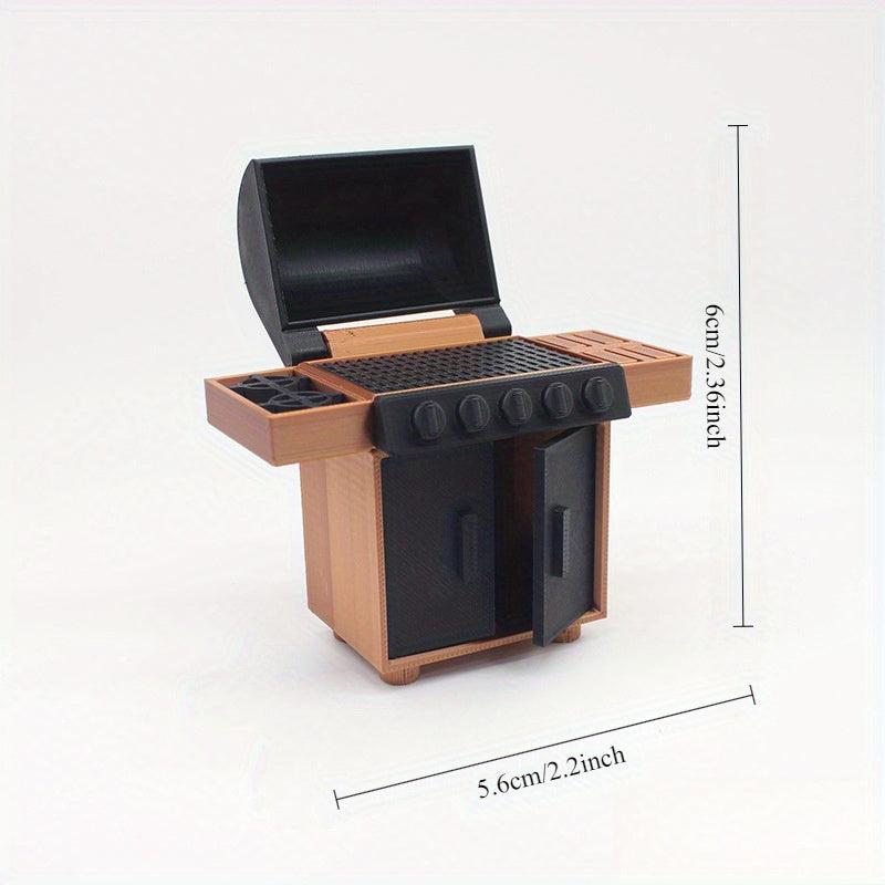 Realistic 1:12 Scale Barbecue Grill Model with Grill Grates & Wood Accents