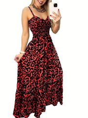 Sexy Leopard Print Nipped Waist Maxi Dress