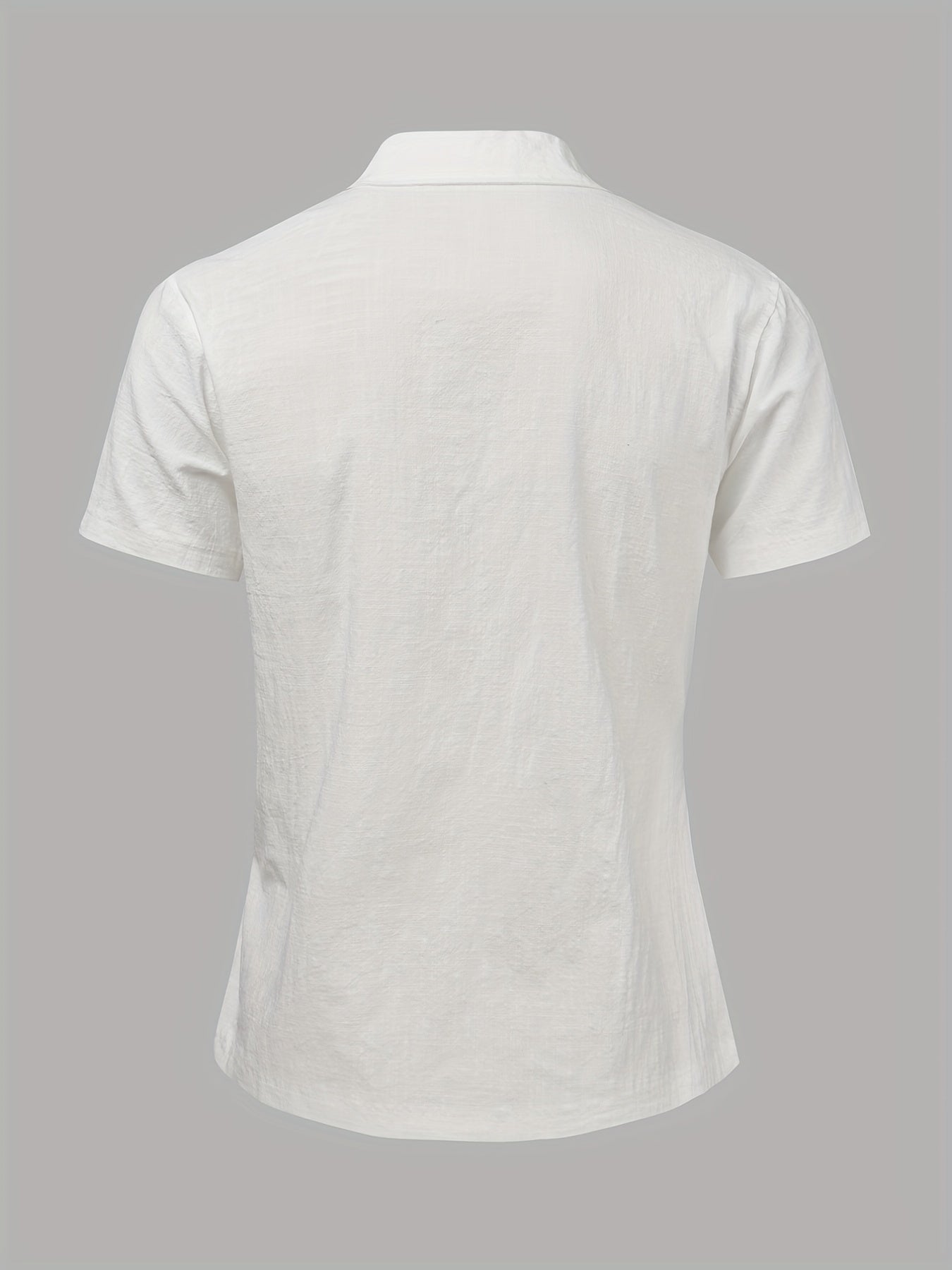 Men's Casual Cotton Shirt Lace Up Lapel Short Sleeve for Summer