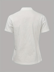 Men's Casual Cotton Shirt Lace Up Lapel Short Sleeve for Summer