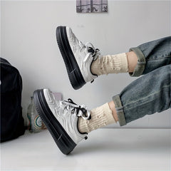 Women's Platform Skate Shoes Round Toe Low Top Trainers