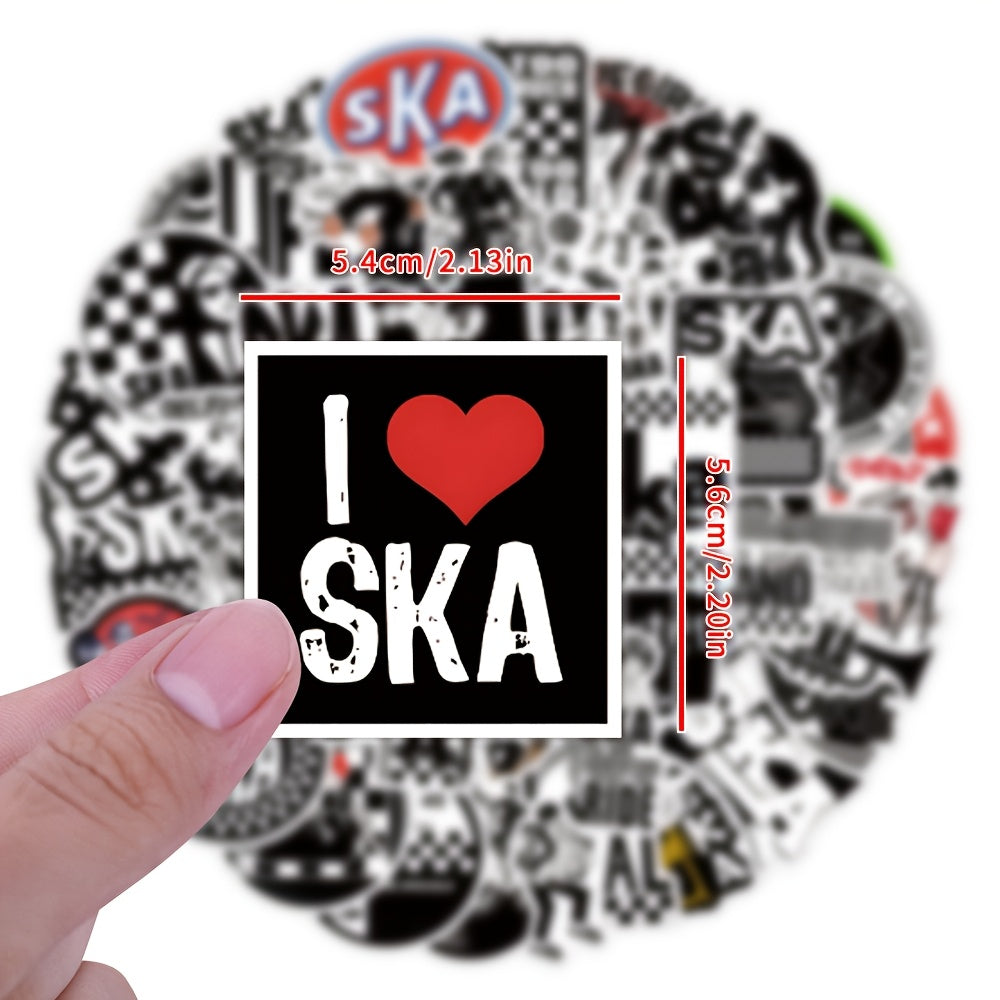 55pcs Ska Stickers Checkered Flags Music Skate Shoes Designs PVC Decals
