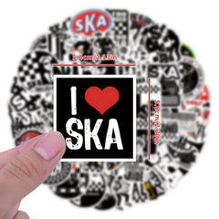 55pcs Ska Stickers Checkered Flags Music Skate Shoes Designs PVC Decals