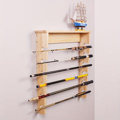Wood Fishing Rod Organizer Garage Rack